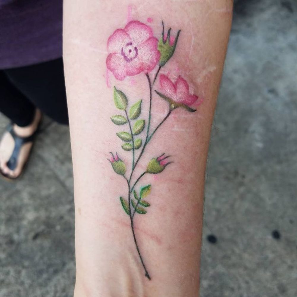 watercolor-style-flower-forearm-tattoo