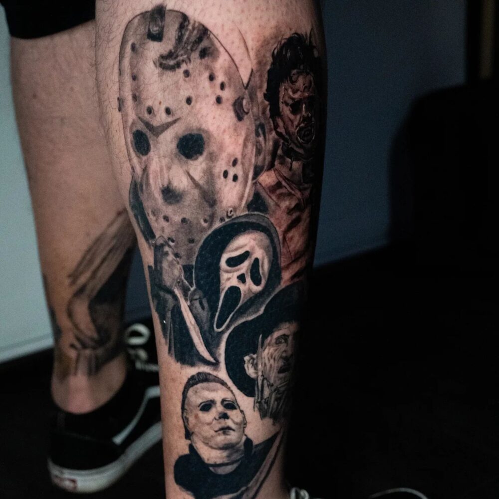 classic-horror-leg-sleeve-tattoo