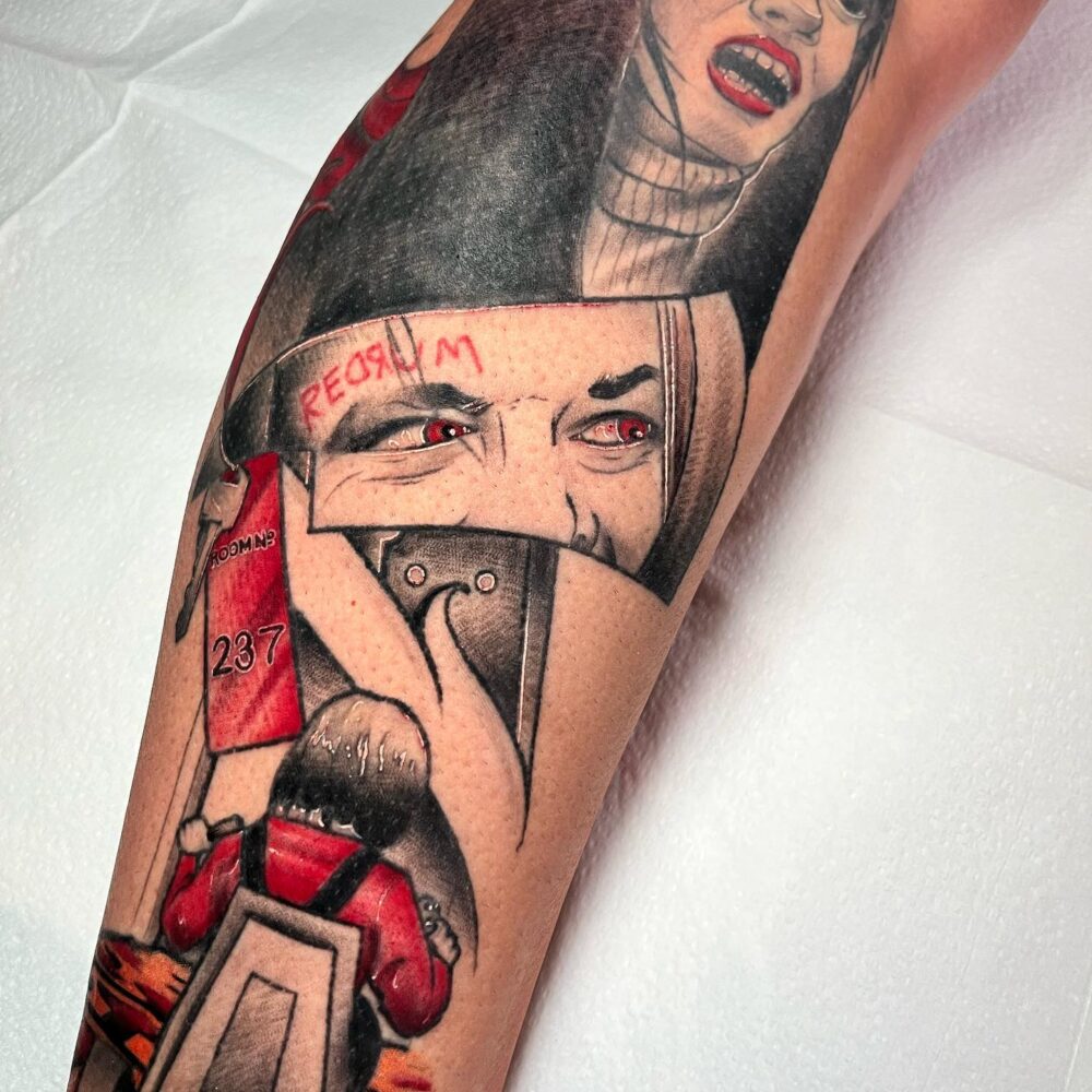 Classic Horror leg sleeve tattoo - Black Rose Tattoo Shop